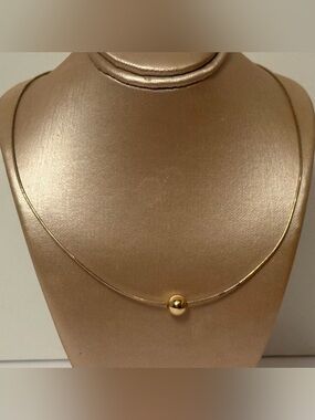 ITALY NECKLACE 925 STERLING SILVER CABLE CHOKER OMEGA GOLD TONE BEAD 16”